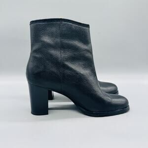 Lauren Ralph Lauren Boots Women 8.5 Black Leather Carah Tassel Ankle Block Heel